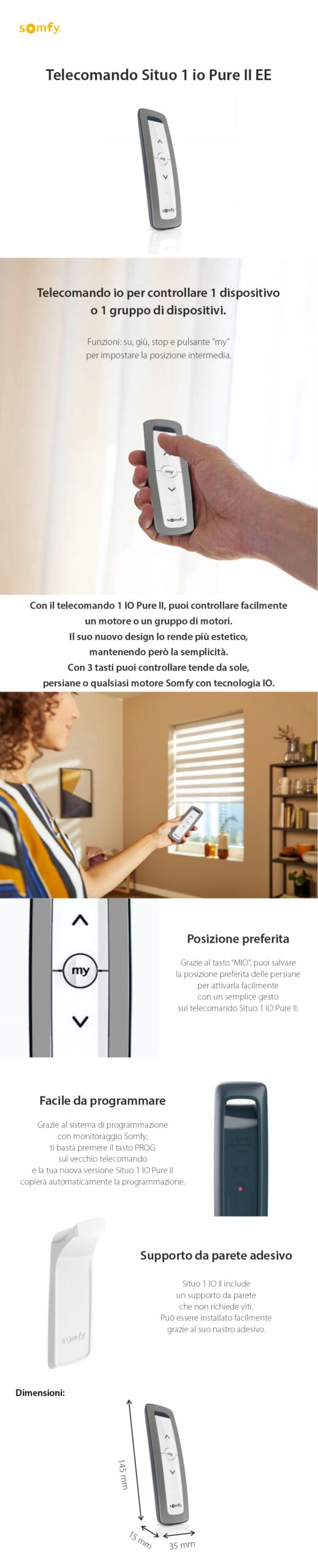Telecomando Situo 1 io Pure II EE, Funzione auto/manuale, Compatibile con io-homecontrol