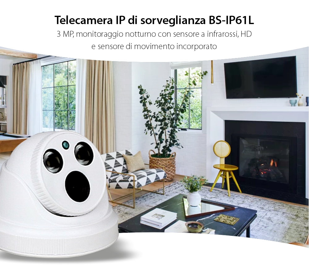 Telecamera di sorveglianza Besnt BS-IP61L, 3MP, HD, Visione notturna con infrarossi