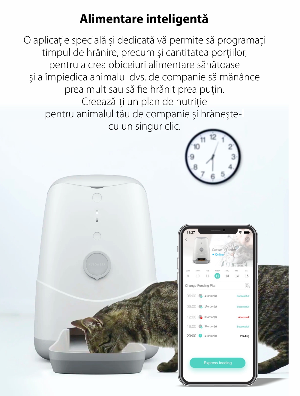 Dispenser intelligente per cibo per animali Petoneer Nutri, Controllo tramite app, Slot per batteria esterna