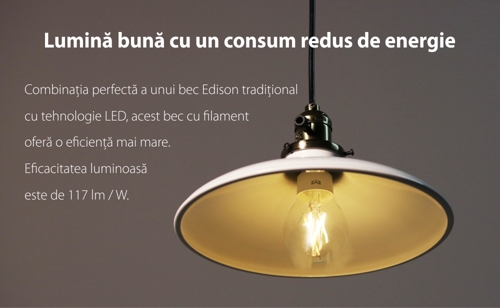 Lampadina intelligente con filamento LED, Yeelight YLDP12YL, Controllo smart, 6W, Wi-Fi, 2.4 GHz