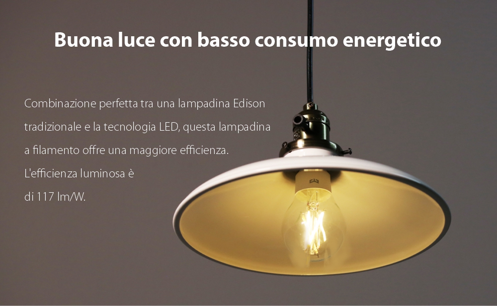 Lampadina intelligente con filamento LED, Yeelight YLDP12YL, Controllo smart, 6W, Wi-Fi, 2.4 GHz