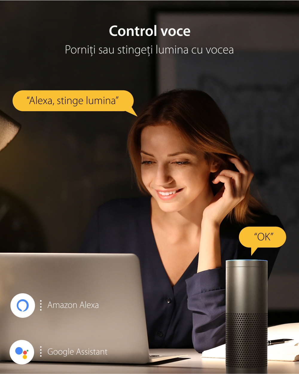 Lampadina intelligente Blitzwolf BW-LT27, Wi-Fi, Smart, E27, 9W, Controllo vocale, 850 LM, RGB