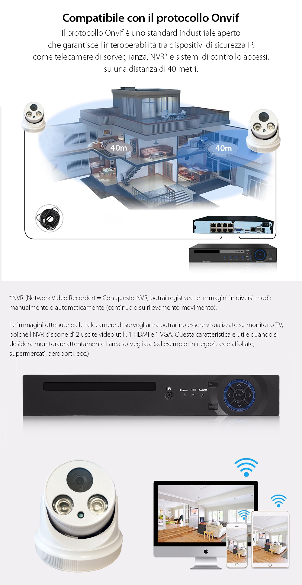 Telecamera di sorveglianza Besnt BS-IP61L, 3MP, HD, Visione notturna con infrarossi