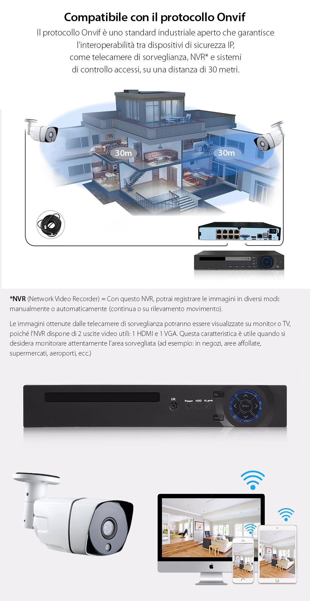 Telecamera di sorveglianza Besnt BS-IP73GP, HD, Visione notturna, Resistente all’acqua, Monitoraggio 24h