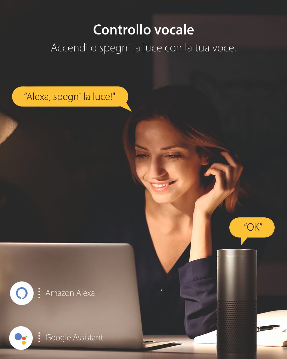 Lampadina intelligente Blitzwolf BW-LT27, Wi-Fi, Smart, E27, 9W, Controllo vocale, 850 LM, RGB