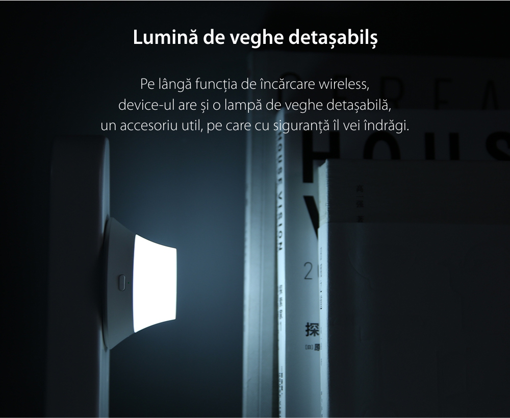 Caricabatterie Wireless Yeelight YLYD08YI, Bianco, Luce Notturna, Ricarica Rapida, 10W, Lampada LED
