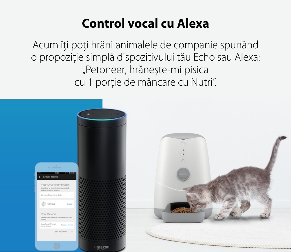 Dispenser intelligente per cibo per animali Petoneer Nutri, Controllo tramite app, Slot per batteria esterna