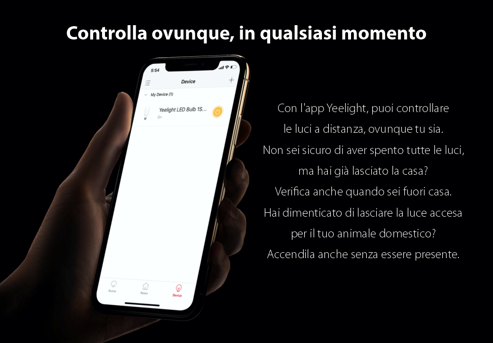 Lampadina Smart LED Yeelight 1S, Dimmerabile, Wi-Fi, E27, 800 LM, Controllo vocale, 8.5W