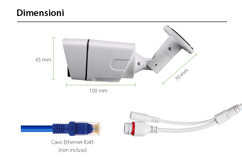 Telecamera di sorveglianza Besnt BS-IP73GP, HD, Visione notturna, Resistente all’acqua, Monitoraggio 24h