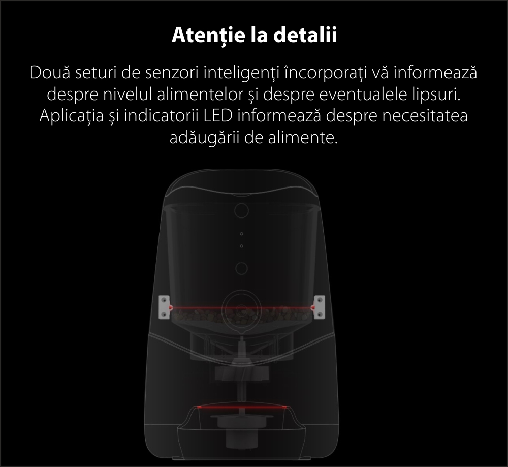 Dispenser intelligente per cibo per animali Petoneer Nutri, Controllo tramite app, Slot per batteria esterna