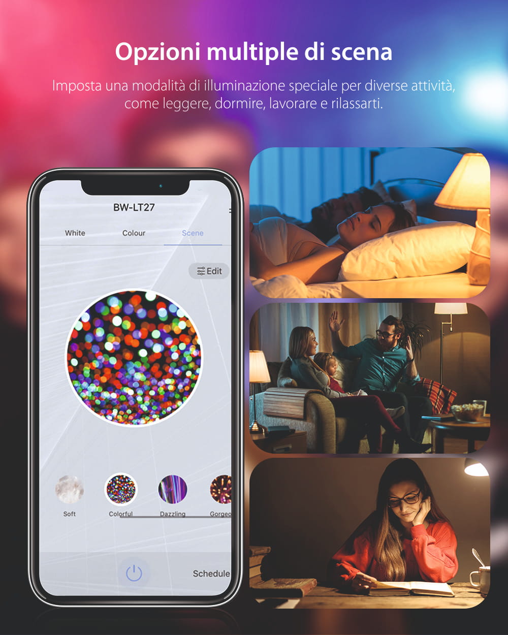 Lampadina intelligente Blitzwolf BW-LT27, Wi-Fi, Smart, E27, 9W, Controllo vocale, 850 LM, RGB