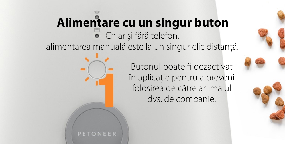 Dispenser intelligente per cibo per animali Petoneer Nutri, Controllo tramite app, Slot per batteria esterna