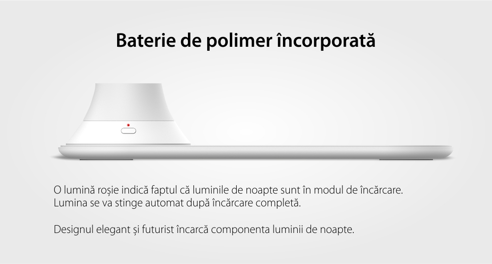 Caricabatterie Wireless Yeelight YLYD08YI, Bianco, Luce Notturna, Ricarica Rapida, 10W, Lampada LED