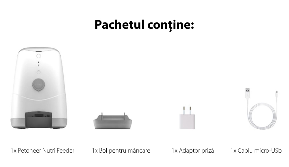 Dispenser intelligente per cibo per animali Petoneer Nutri, Controllo tramite app, Slot per batteria esterna
