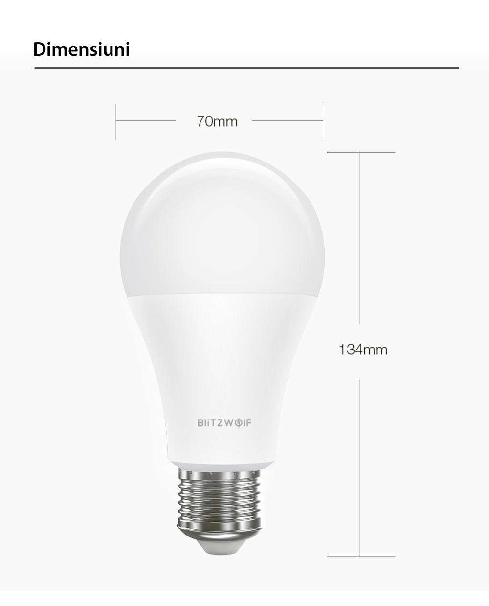 Lampadina Smart LED RGB, BlitzWolf BW-LT21, 10 W, Bulb, 900 LM, 3000K, E27, Controllo vocale