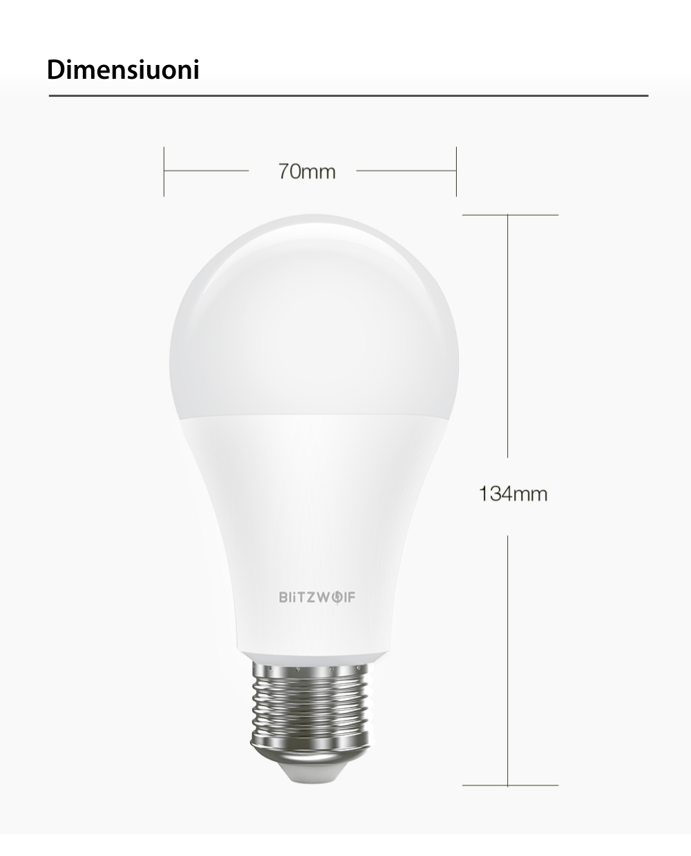 Lampadina Smart LED RGB, BlitzWolf BW-LT21, 10 W, Bulb, 900 LM, 3000K, E27, Controllo vocale