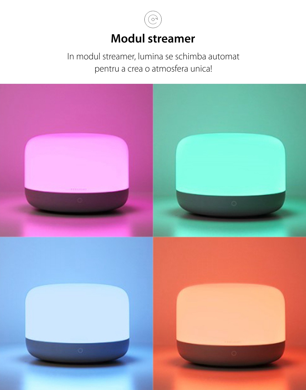 Lampada da notte portatile Yeelight D2, Bianca, Smart, Bluetooth, Regolazione colori