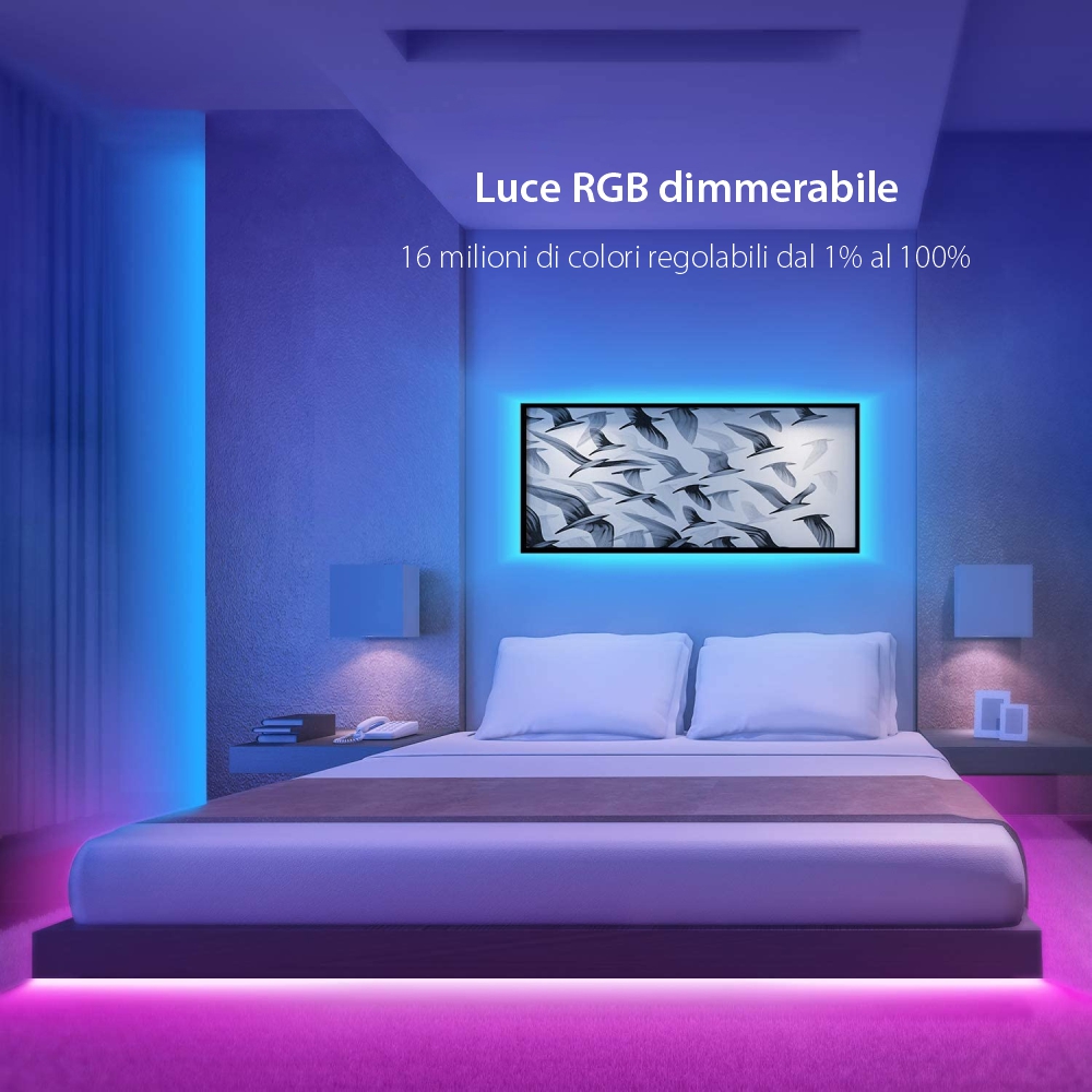 Kit Striscia LED Smart NiteBird SL2, Wi-Fi, 5 Metri, Controllo tramite app, Controllo vocale
