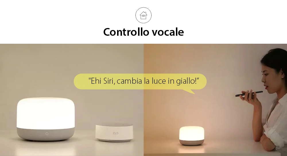Lampada da notte portatile Yeelight D2, Bianca, Smart, Bluetooth, Regolazione colori