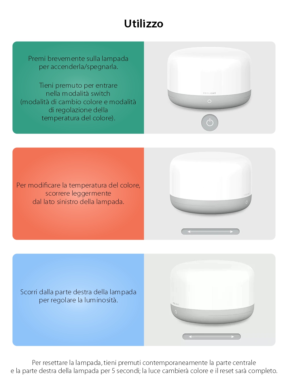 Lampada da notte portatile Yeelight D2, Bianca, Smart, Bluetooth, Regolazione colori