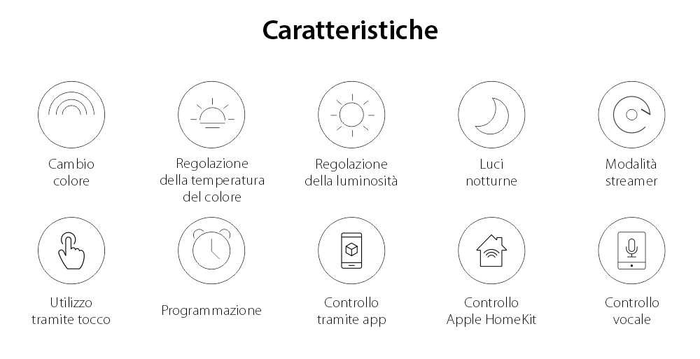 Lampada da notte portatile Yeelight D2, Bianca, Smart, Bluetooth, Regolazione colori