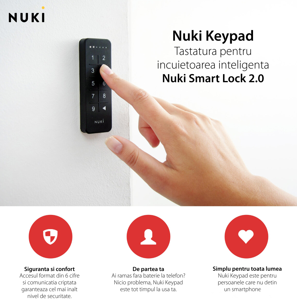 Tastiera intelligente Nuki Keypad, Bluetooth 5.0, Per Nuki Smart Lock, Operazione con codice di accesso