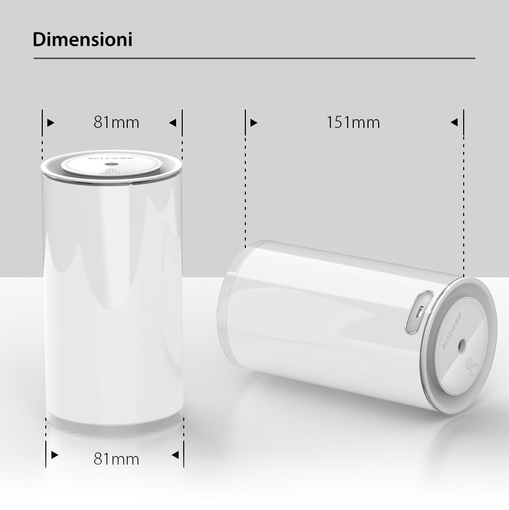 Umidificatore ad ultrasuoni con luce notturna BlitzWolf BW-FUN2, Capacità 400 mL, Luminosità regolabile