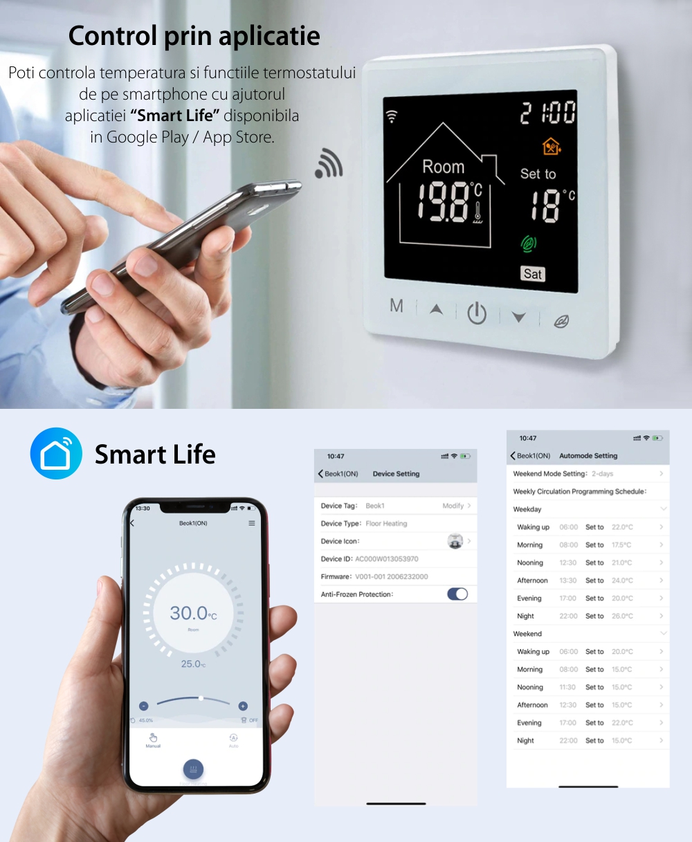 Termostato Wi-Fi BeOk per caldaia a gas e riscaldamento a pavimento
