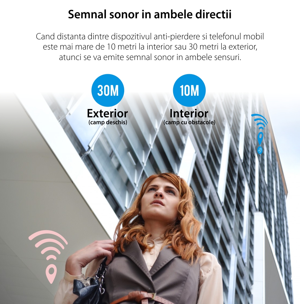 Dispositivo intelligente anti-perdita Baseus T2, Bluetooth, monitoraggio tramite app, batteria da 75 mAh, allarme da 100 dB.
