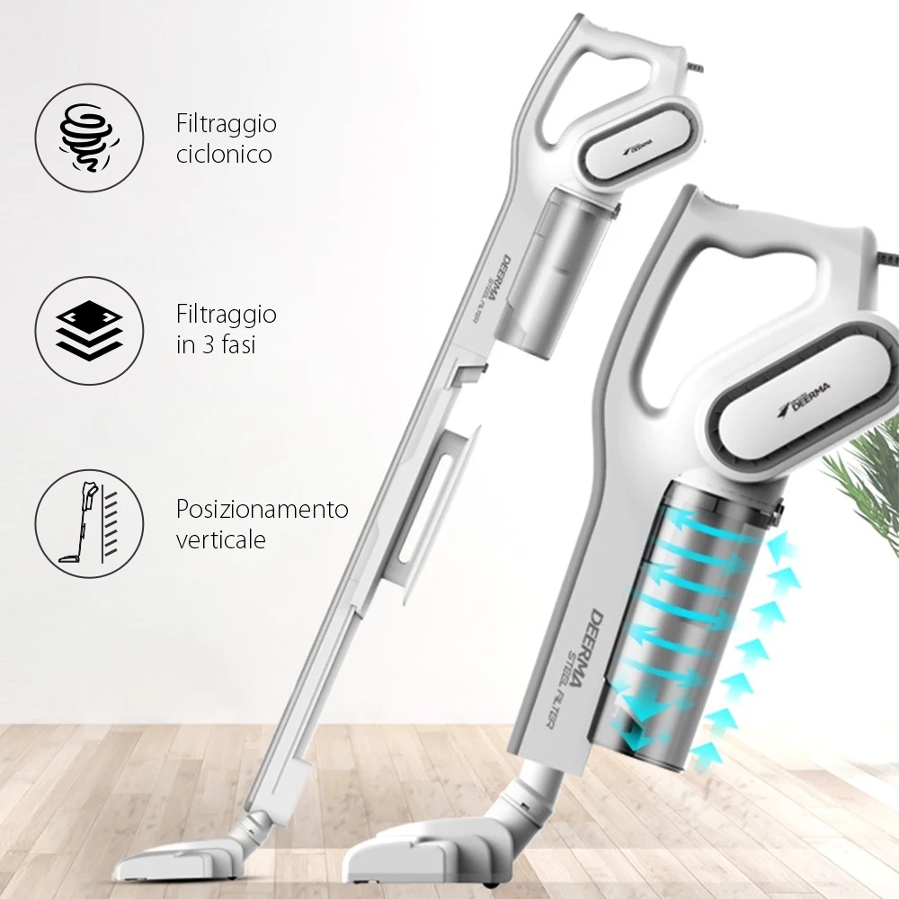 Aspirapolvere verticale Deerma DX700, Multifunzionale, Potenza 600 W, Capacità 800 mL