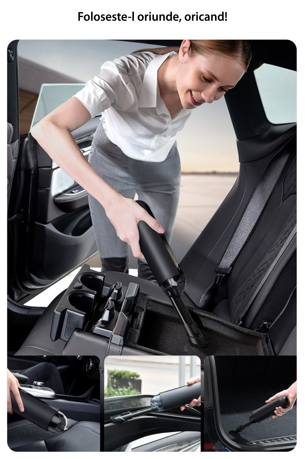 Aspirapolvere per auto Baseus Capsule Mini A2, Senza fili, Potenza 70 W, Autonomia 20 min, Ricarica Type-C