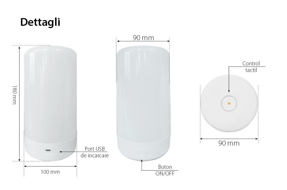 Lampada LED RedSun RS-NL-A1, Multicolore, Touchscreen, Carica USB, Controllo Intensità