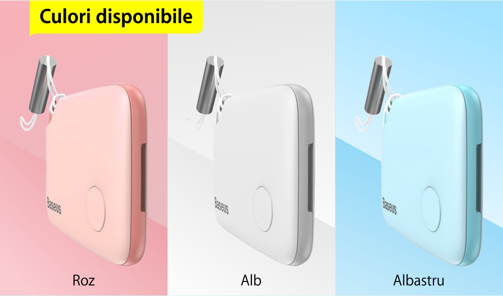 Dispositivo intelligente anti-perdita Baseus T2, Bluetooth, monitoraggio tramite app, batteria da 75 mAh, allarme da 100 dB.