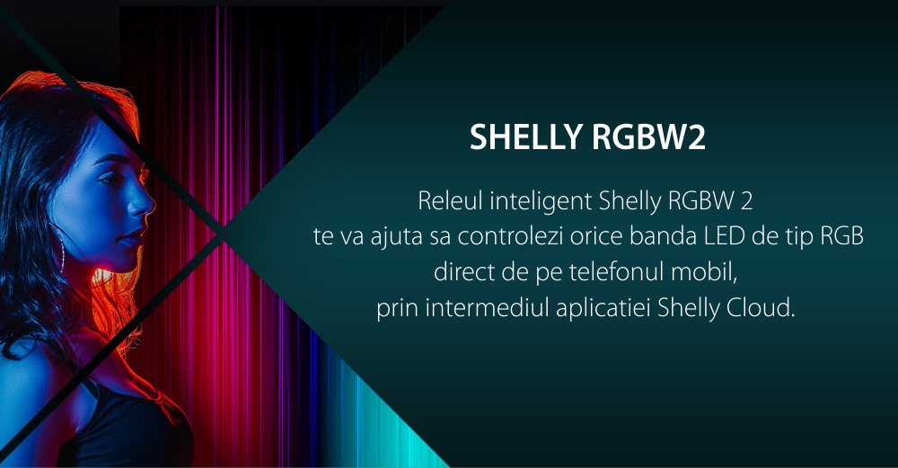Pacchetto 2 Relè Intelligenti per Striscia LED RGB Shelly RGBW2, Wi-Fi, 4 Canali, Controllo Tramite App