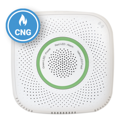 Sensore rilevatore di gas naturale compresso Shelly Gas CNG, Wireless, Allarme 70 dB, Notifiche tramite app