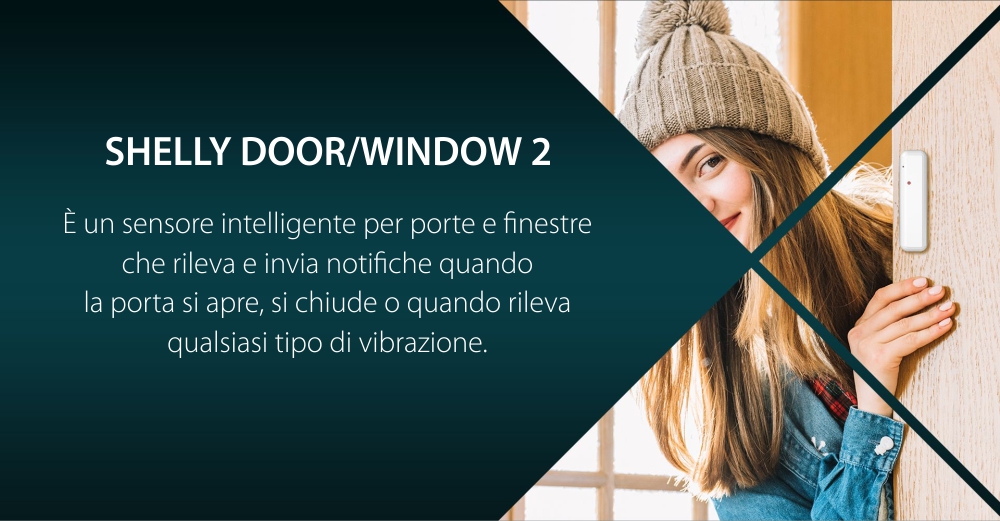 Sensore per porta/finestra Shelly Door Window 2, Connessione Wi-Fi, Sensore di luce