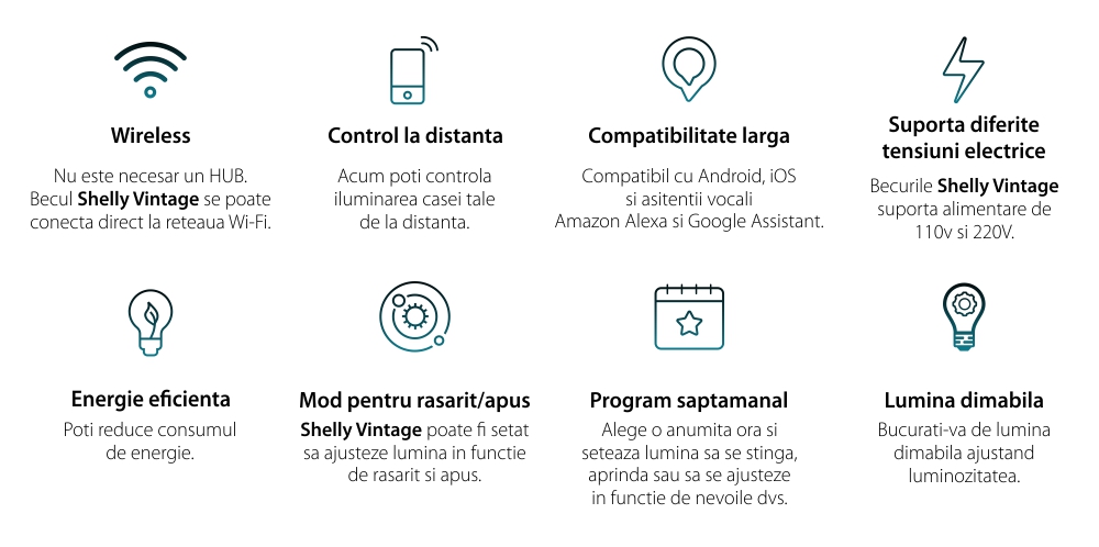 Lampadina intelligente Shelly Vintage A60, Dimmer, Wi-Fi, Controllo tramite app, E27, 7W, 750 LM