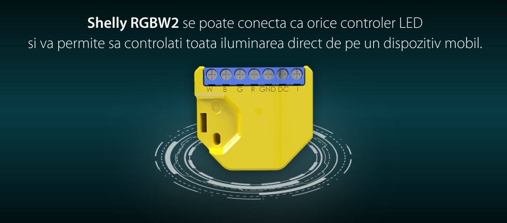 Pacchetto 2 Relè Intelligenti per Striscia LED RGB Shelly RGBW2, Wi-Fi, 4 Canali, Controllo Tramite App