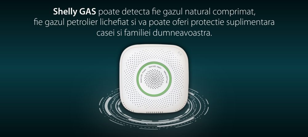 Sensore rilevatore di gas naturale compresso Shelly Gas CNG, Wireless, Allarme 70 dB, Notifiche tramite app