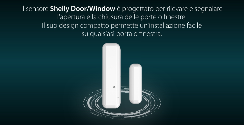 Sensore per porta/finestra Shelly Door Window 2, Connessione Wi-Fi, Sensore di luce