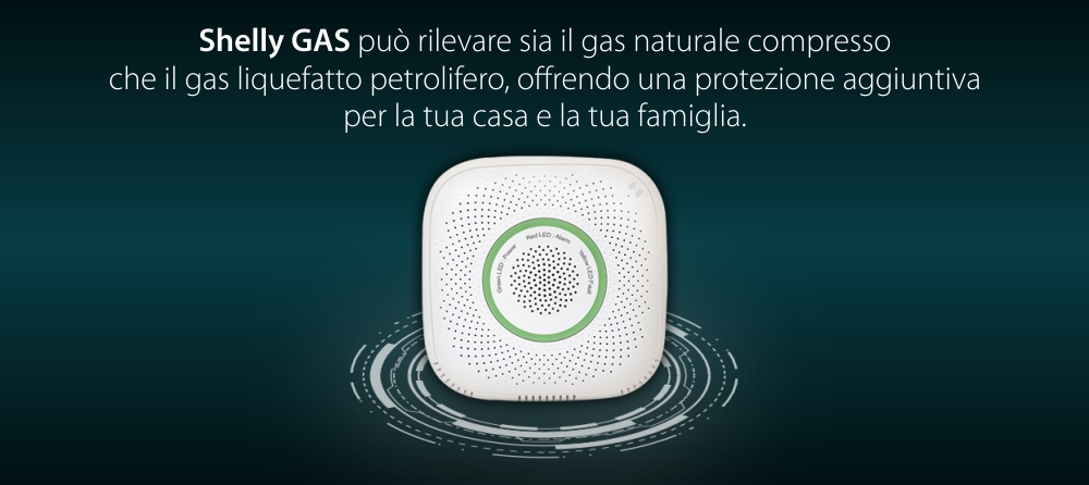 Sensore rilevatore di gas liquefatto Shelly Gas LPG, Wireless, Allarme 70 dB, Notifiche tramite app