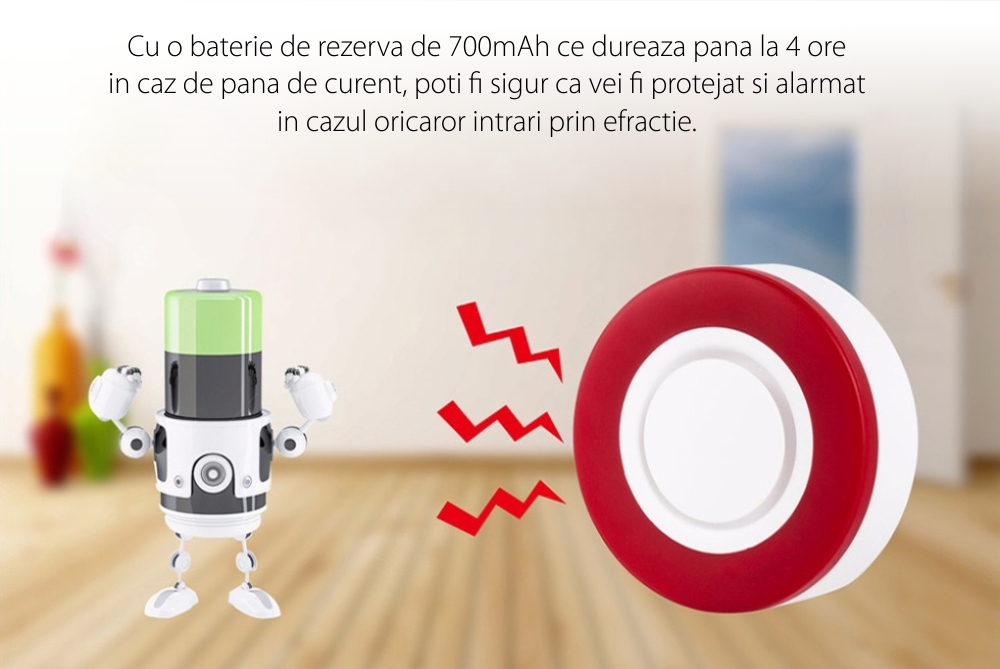 Sirena intelligente Owon, Controllo tramite applicazione, Integrazione ZigBee, 95 dB, Batteria di riserva 700 mAh
