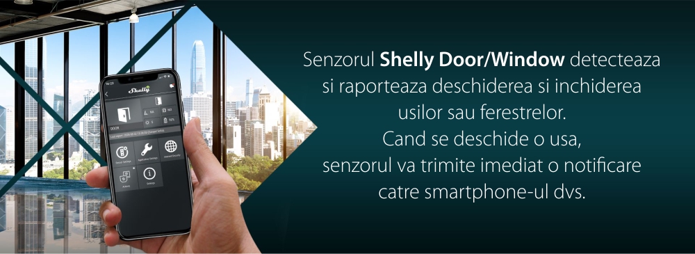 Sensore per porta/finestra Shelly Door Window 2, Connessione Wi-Fi, Sensore di luce