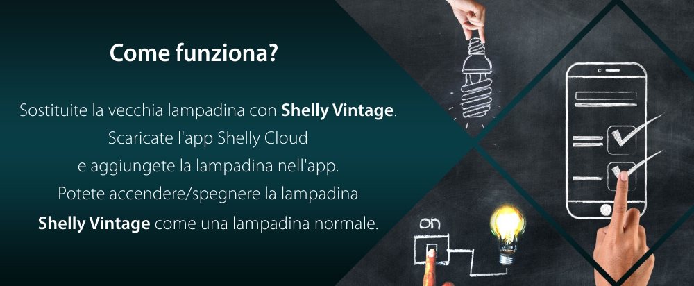 Lampadina intelligente Shelly Vintage ST64, Dimmer, Wi-Fi, Controllo tramite app, E27, 7W, 750 LM