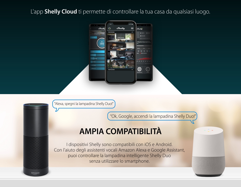 Lampadina LED intelligente Shelly Duo, Wi-Fi, E27, 9W, Temperatura del colore 800 LM