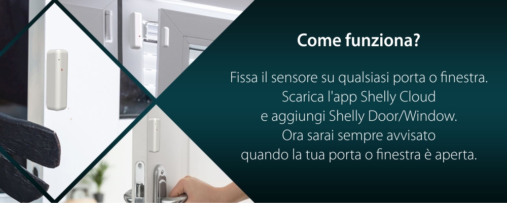 Sensore per porta/finestra Shelly Door Window 2, Connessione Wi-Fi, Sensore di luce