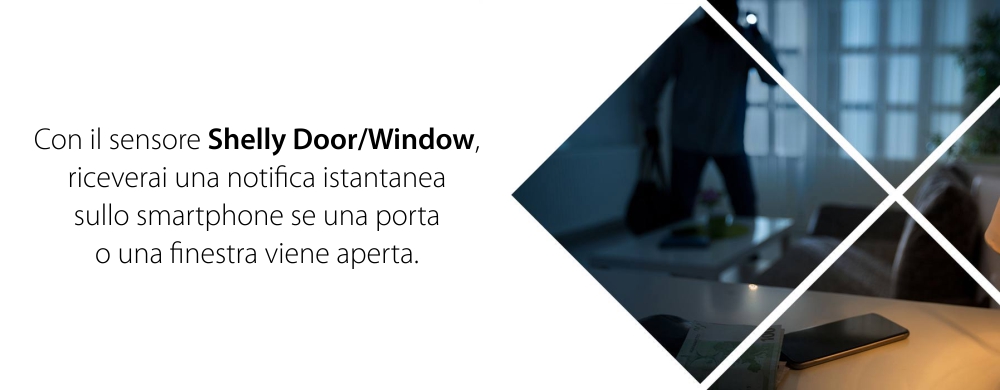 Sensore per porta/finestra Shelly Door Window 2, Connessione Wi-Fi, Sensore di luce