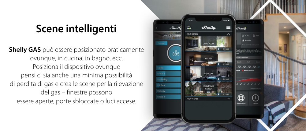 Sensore rilevatore di gas liquefatto Shelly Gas LPG, Wireless, Allarme 70 dB, Notifiche tramite app