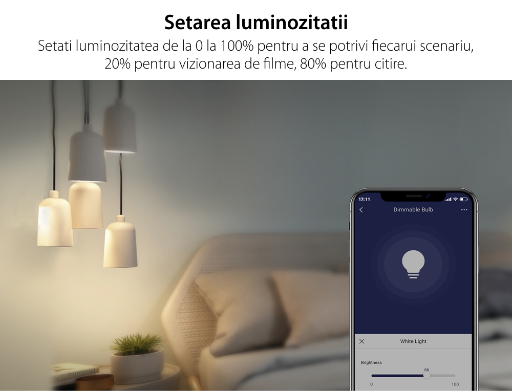 Lampadina intelligente Wi-Fi, BroadLink LB27, A60, 800 LM, Dimmer, Potenza 10W, Controllo tramite app