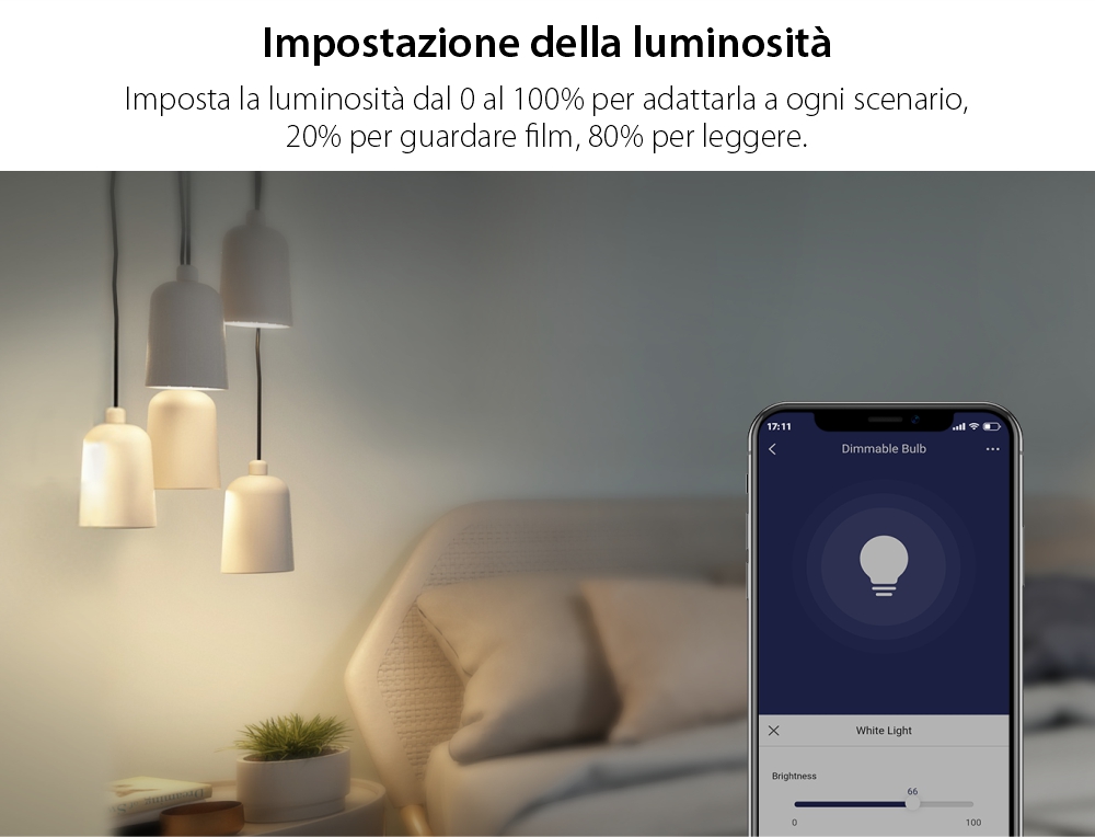 Lampadina intelligente Wi-Fi, BroadLink LB27, A60, 800 LM, Dimmer, Potenza 10W, Controllo tramite app